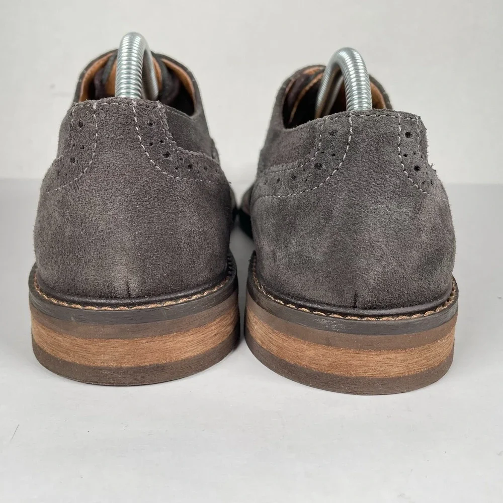 Vionic Bruno Oxford Shoes Mens Size 8.5 Gray Suede Wingtip Lace Up Casual Dress